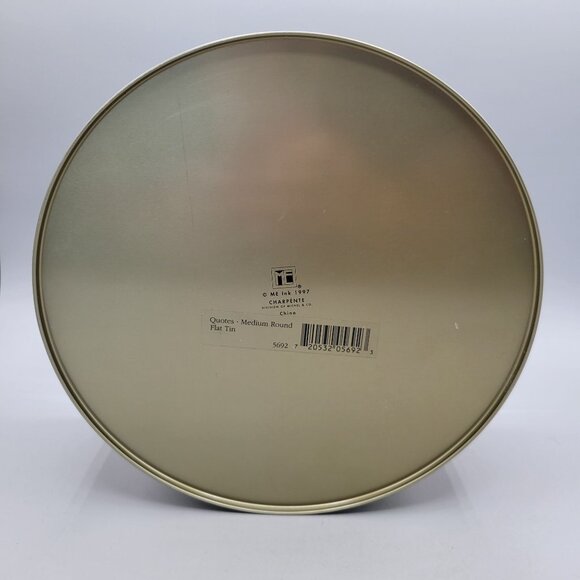 Mary Engelbreit Holiday Tin Container Joy Poinsettia Design Checkered Sides - Picture 6 of 9